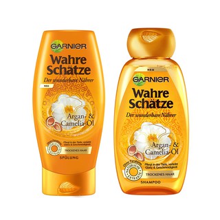 Bộ dầu gội Garnier Wahre schatze chiết xuất từ dầu Argan cho tóc khô, hàng Đức