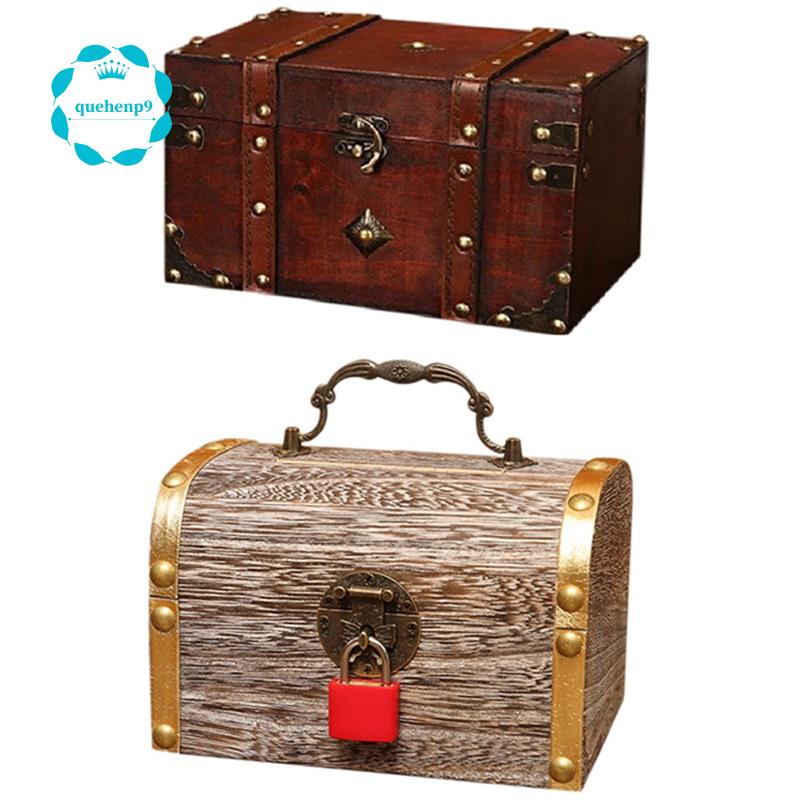 1 hộp đựng tiền tiết kiệm bằng gỗ phong cách cổ điển kèm 1 chìa khóa