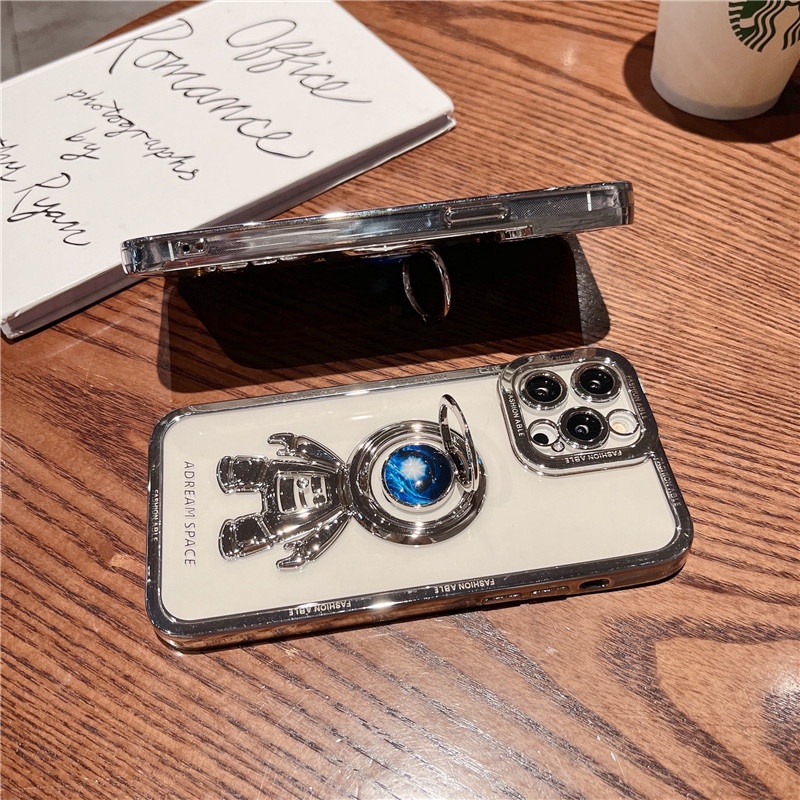 Ốp Điện Thoại Trong Suốt Chống Sốc Họa Tiết Phi Hành Gia 3D Cho iPhone 13 Pro MAX 12 11 Pro MAX XS XR X 7+ 8 Plus