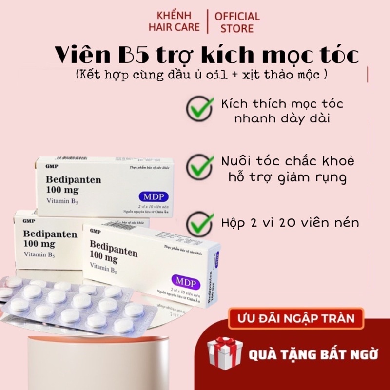 VITAMIN B5 100mg Hỗ Trợ Mọc Tóc Dày Dài Thần Tốc