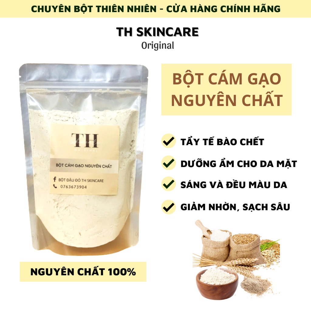 Bột cám gạo nguyên chất tắm trắng dưỡng mịn da tẩy tế bào chết TH Skincare