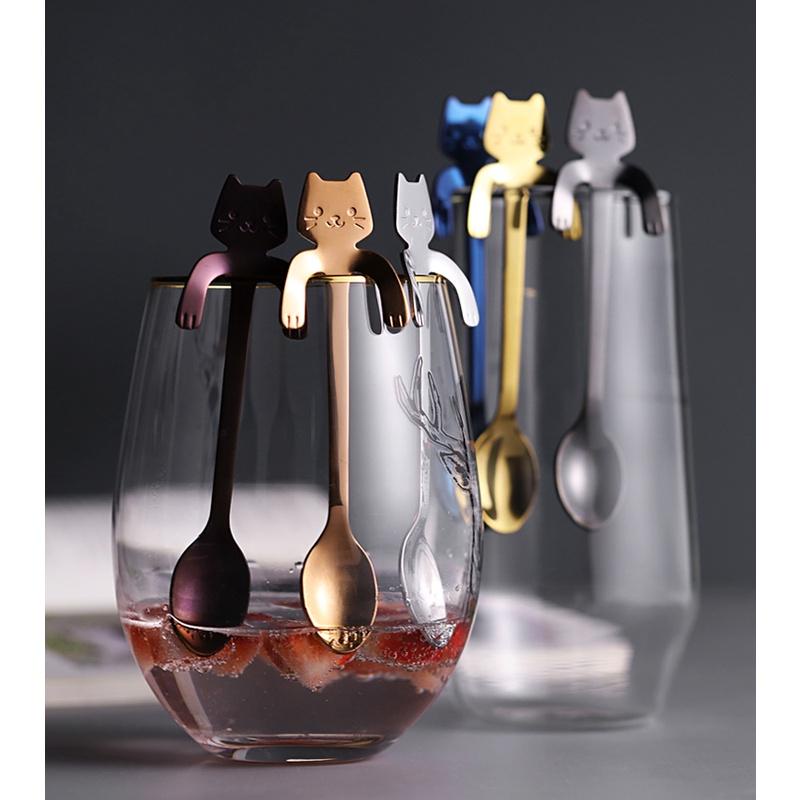 Thìa Mèo Pha Cafe Siêu Cute Có Tay Treo Cốc Tiện Lợi