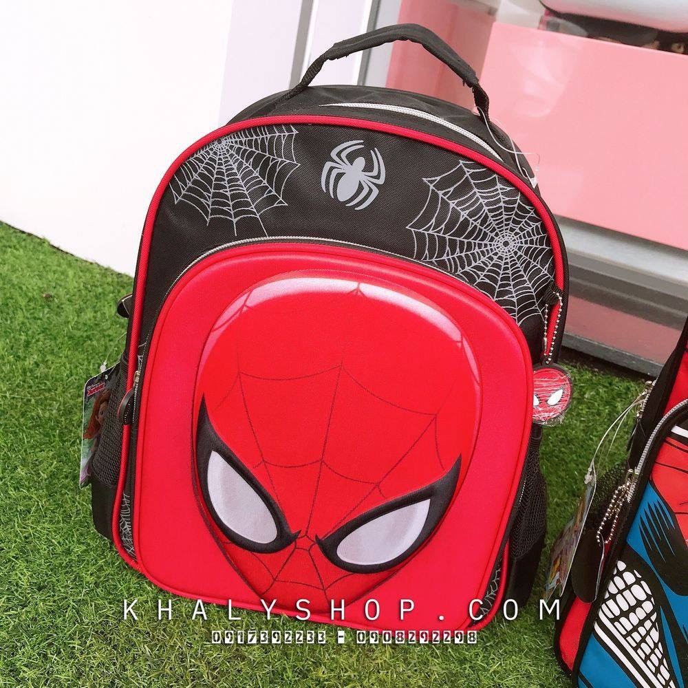 Balo 14" 2 ngăn hình người nhện Spiderman mặt nạ 3D màu đen đỏ cho học sinh bé trai (Thái Lan) - 700SPM323596