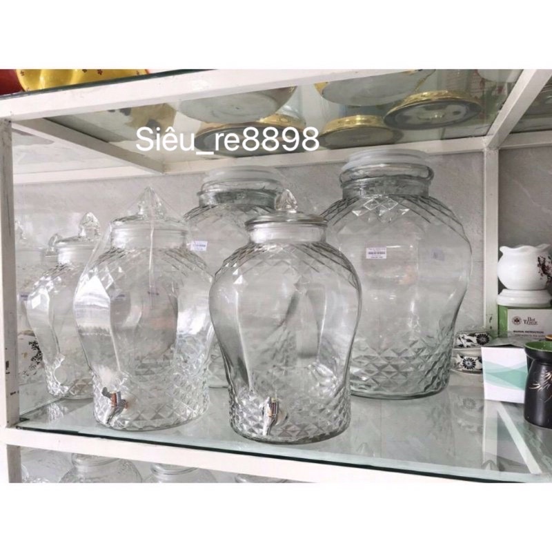 Bình Thuỷ Tinh 8833/ 3 Lít, 6 Lít, 8 Lít, 10 Lít, 15 Lít , 20 Lít Có Vòi và Không Vòi