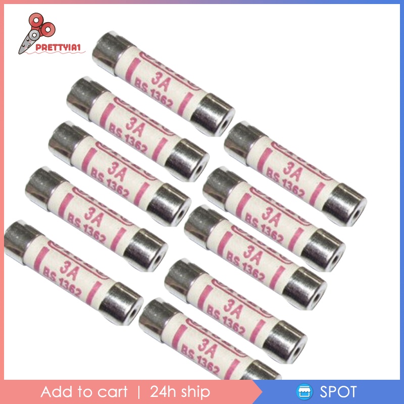 Set 10 Cầu Chì Gốm BS1362 3A 6x25 Chuyên Dụng