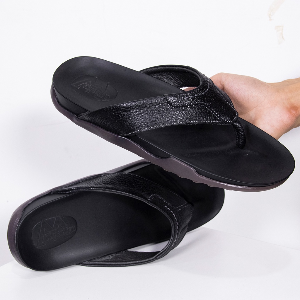 Dép nam thiết kế xỏ ngón đẹp quai ngang kiểu quai hậu đế bánh mì chất liệu da tông cao cấp bảo hành 1 năm DK12 TIMAN