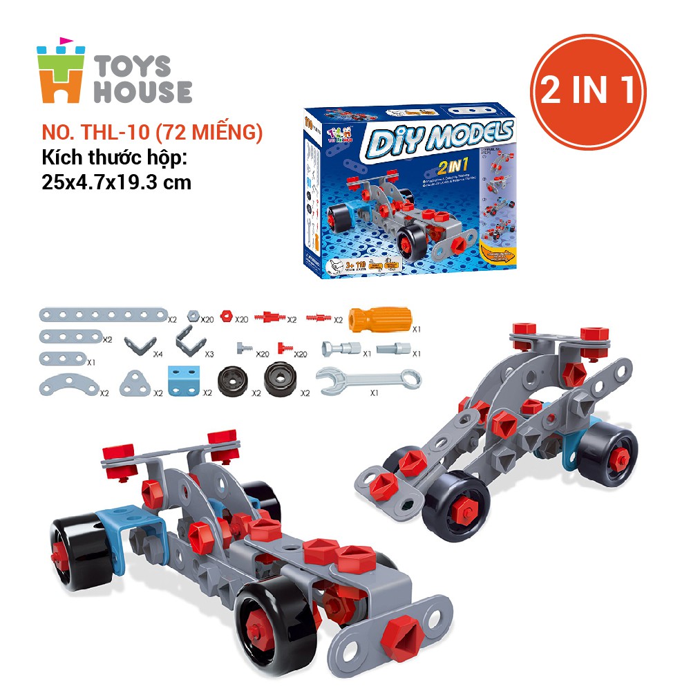 Đồ chơi phát triển kỹ năng cho bé - DIY MODELS lắp ghép mô hình 3D 2 trong 1 Toyhouse nhựa mềm