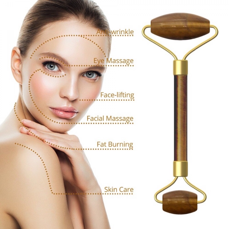 Thanh lăn massage mặt bằng đá tự nhiên Mắt/H Tiger's Eye Stone