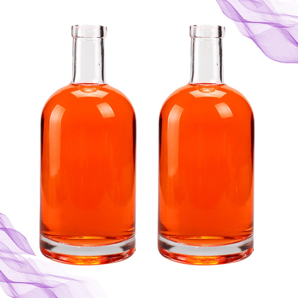 2PCS Vodka Liquor Wine Bottle Thickened Transparent Glass Whiskey Bottle - 375ml