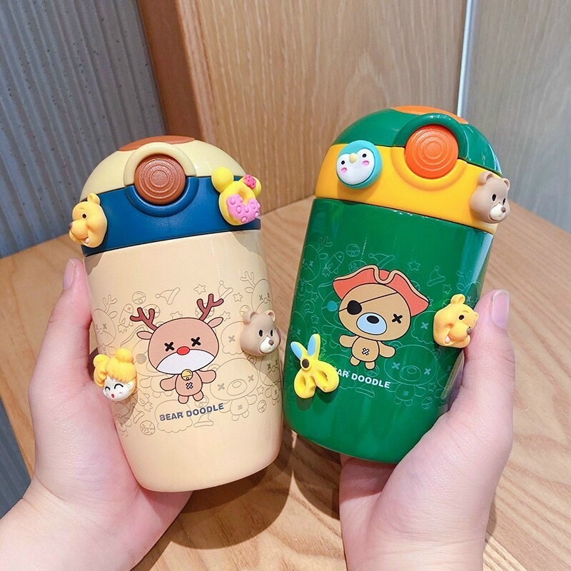 Bình nước inox giữ nhiệt cho bé tặng kèm sticker