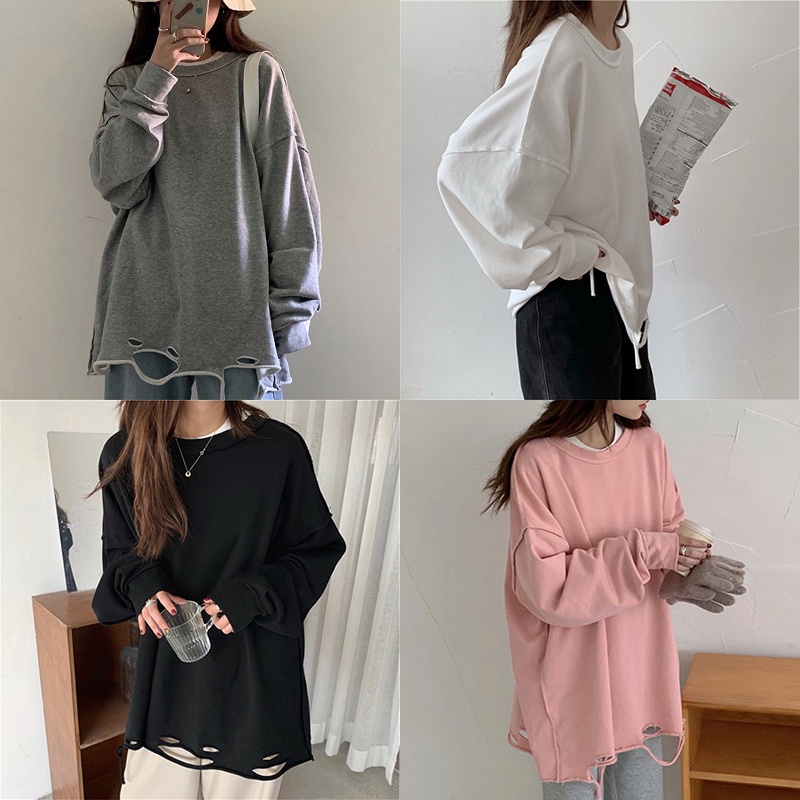 Áo Sweater Tay Dài Cổ Tròn Kiểu Dáng Đơn Giản Nhiều Màu Tùy Chọn Cho Nữ | BigBuy360 - bigbuy360.vn