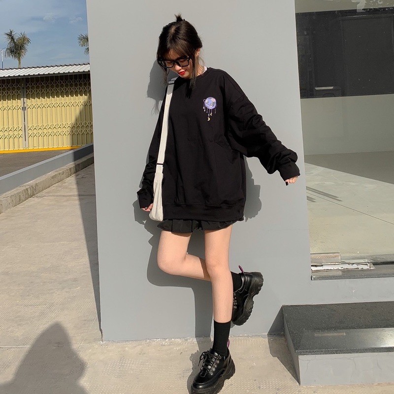 Áo Sweater Nỉ UNI MOON Tay Dài Form Rộng Ulzzang (Ảnh Thật)