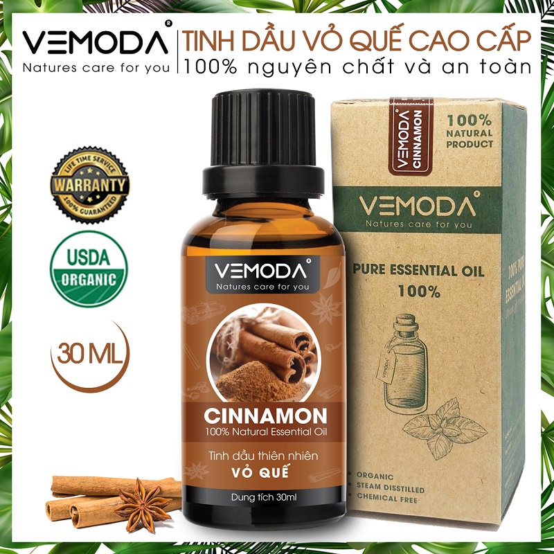 Tinh dầu Vỏ quế cao cấp VEMODA kháng khuẩn, khử mùi, tinh dầu xông phòng, giữ ấm, thơm phòng, thư giãn