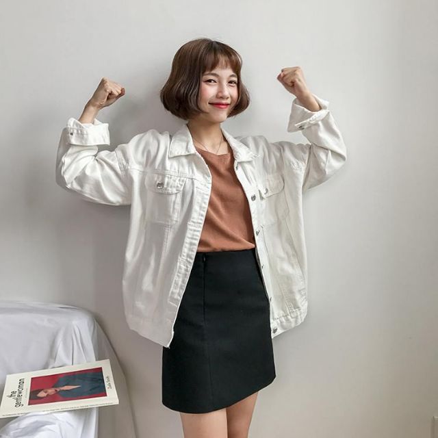 Hàng Sẵn_ Áo khoác kaki dày túi hộp áo khoác hàn Quốc màu ngọt nứ tính nhẹ nhàng