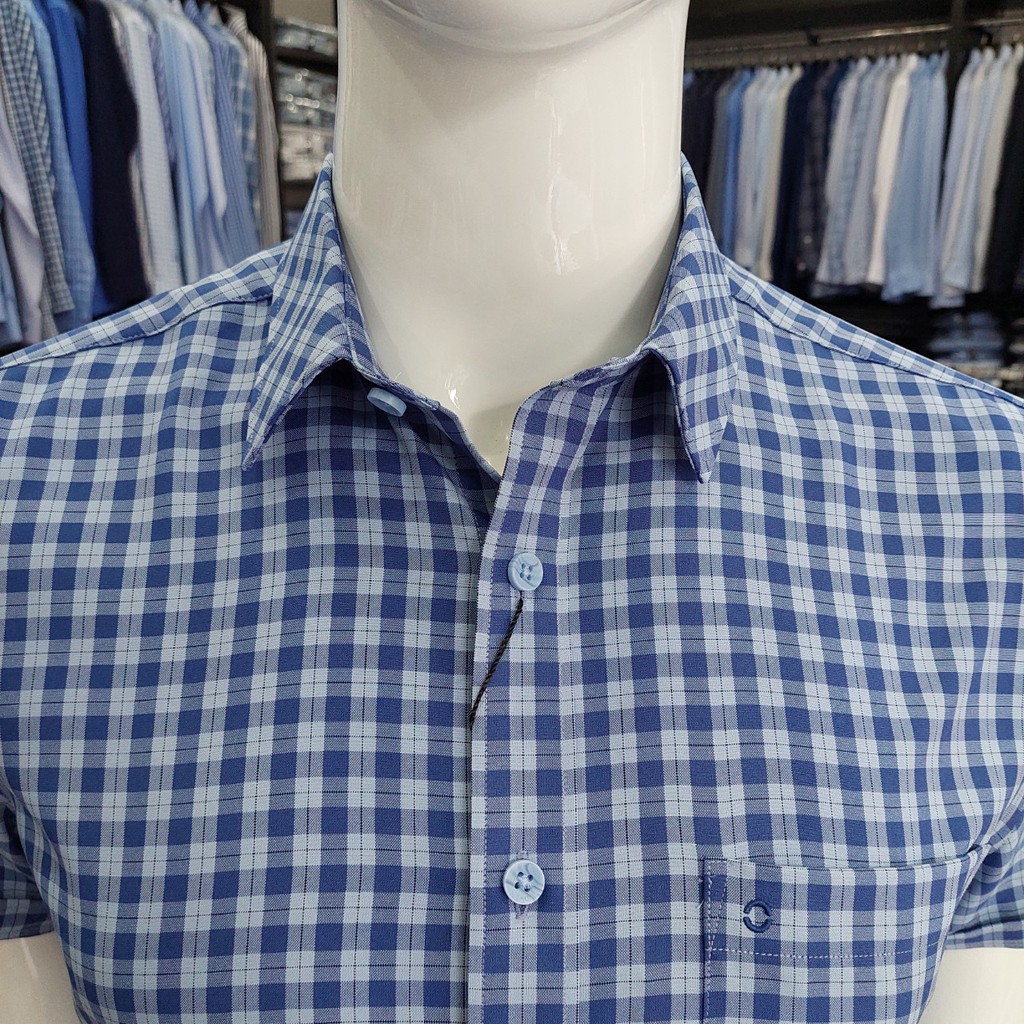 [QUÀ TẶNG KHẨU TRANG] Áo Sơ Mi Nam Ngắn Tay Owen AR22711NT Somi Cộc Tay Công Sở Cao Cấp Màu Xanh đen Kẻ Caro Nhỏ | BigBuy360 - bigbuy360.vn