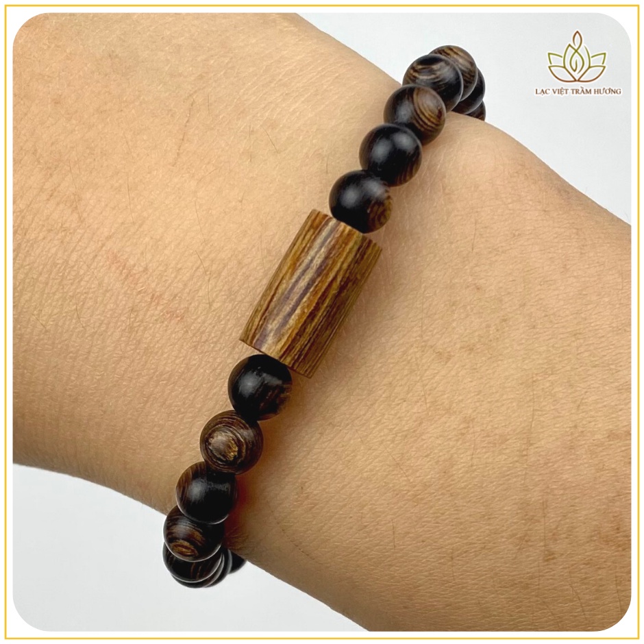 Vòng Tay Trầm Hương cho Nữ và Nam Hạt Tròn mix Đốt Trúc Sánh Chìm Tự Nhiên Cao Cấp - Cặp Đôi cầu Sức Mạnh - May Mắn