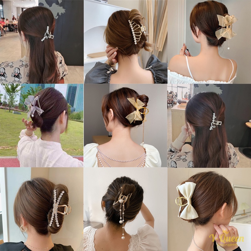 GETNOIVAS Kẹp tóc càng cua hình bướm cỡ lớn bằng kim loại phong cách Hàn Quốc độc đáo cho nữ