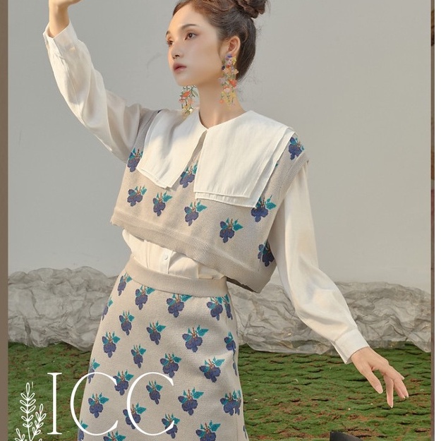 [ORDER] Set Áo Váy Croptop Len Siêu Sang Chảnh - Set Đồ Len Nữ ICC AC029