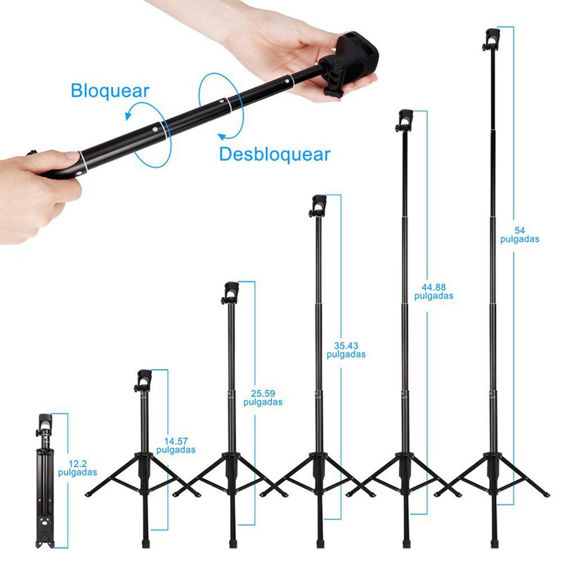 Selfie Stick Tripod, 54 Inch Extendable Camera Tripod for Cellphone and Gopro,For Compatible with IPhone Xs/Xr/Xs Max/X/8/8Plus/7/Galaxy Note 9/S9/Huawei/Google/Xiaomi
