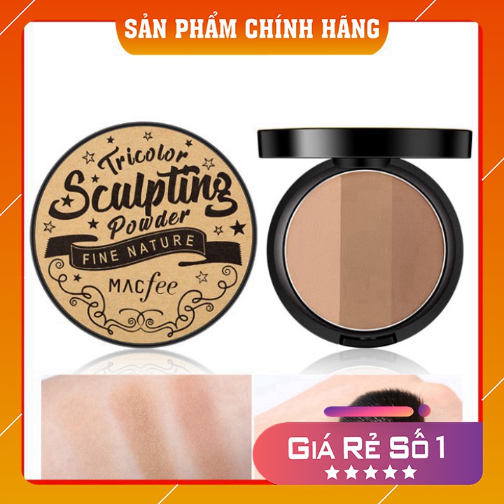 Phấn tạo khối 💖FREESHIP💖 Hộp phấn tạo khối 3 màu cho khuôn mặt thon gọn V line Tricolor Sculpting Powder Fine Nature M