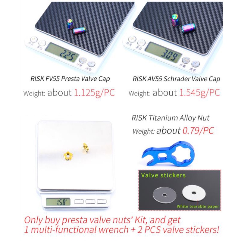 Nắp Van Xe Đạp Leo Núi Bằng Hợp Kim Titan Siêu Nhẹ RISK FV55