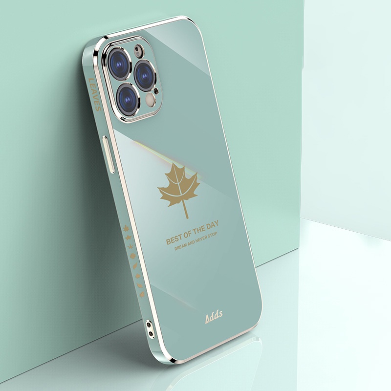 Ốp Điện Thoại Mạ Hình Lá Phong Cho iPhone 11 Pro X XS Max XR 6 6S 7 8 Plus Se 2020
