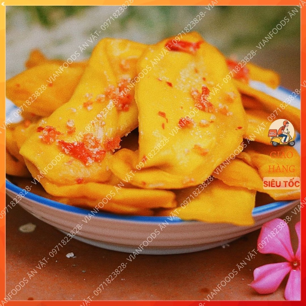 Xoài sấy Muối ô mai Vian Foods Xoài lắc muối ớt/ Xoài Sấy Cay Tứ vị Siêu ngon Lon 500Gr