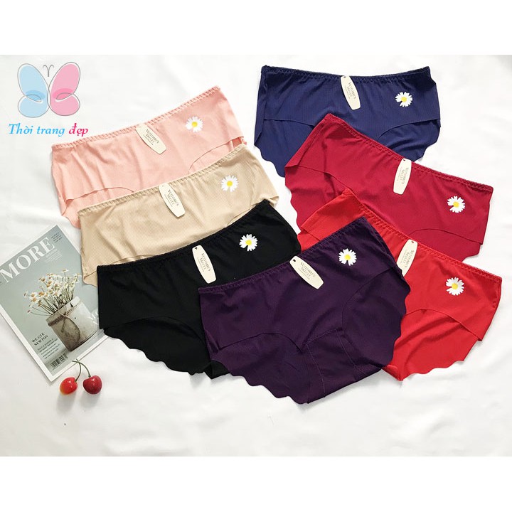 Quần lót nữ thun lạnh gân hoa cúc - QLNU52