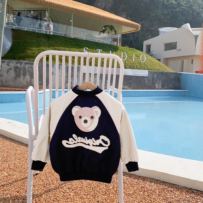 Áo bomber bé trai, áo khoác bé trai họa tiết Gấu dễ thương cho bé từ 2 đến 8 tuổi