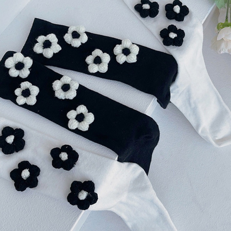 Vớ len cổ cao giữa bắp hoa 3D phong cách Lolita dễ thương cho nữ