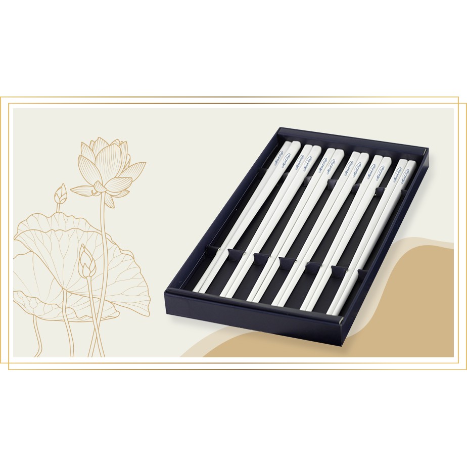 Bộ 2 hoặc 6 Đôi Đũa Sứ Dưỡng Sinh 24.4cm Trắng, Minh Long I, Việt Nam