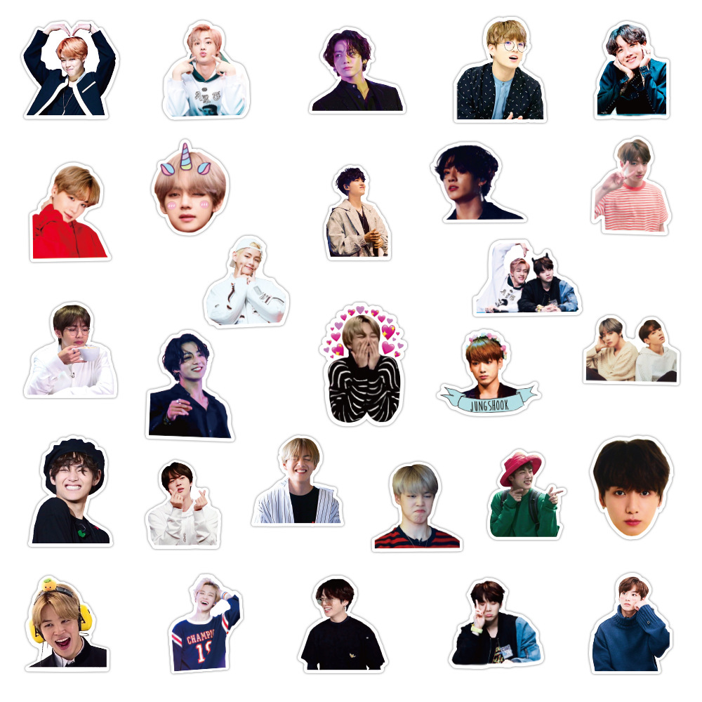 Bộ 50 hình dán chống thấm nước hình BTS