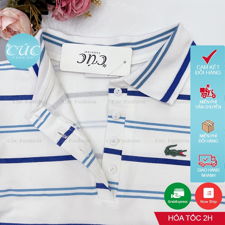 Áo polo nữ CÚC FASHION thun tay ngắn vải lacoste phông cotton thời trang công sở cổ đẹp đen trắng đi học kẻ cá sấu AP125