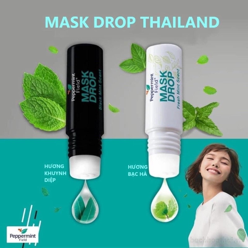 Dầu Nhỏ Khẩu Trang Thái Lan Giúp Khử Mùi, Thông Mũi Siang Pure Mask Drop