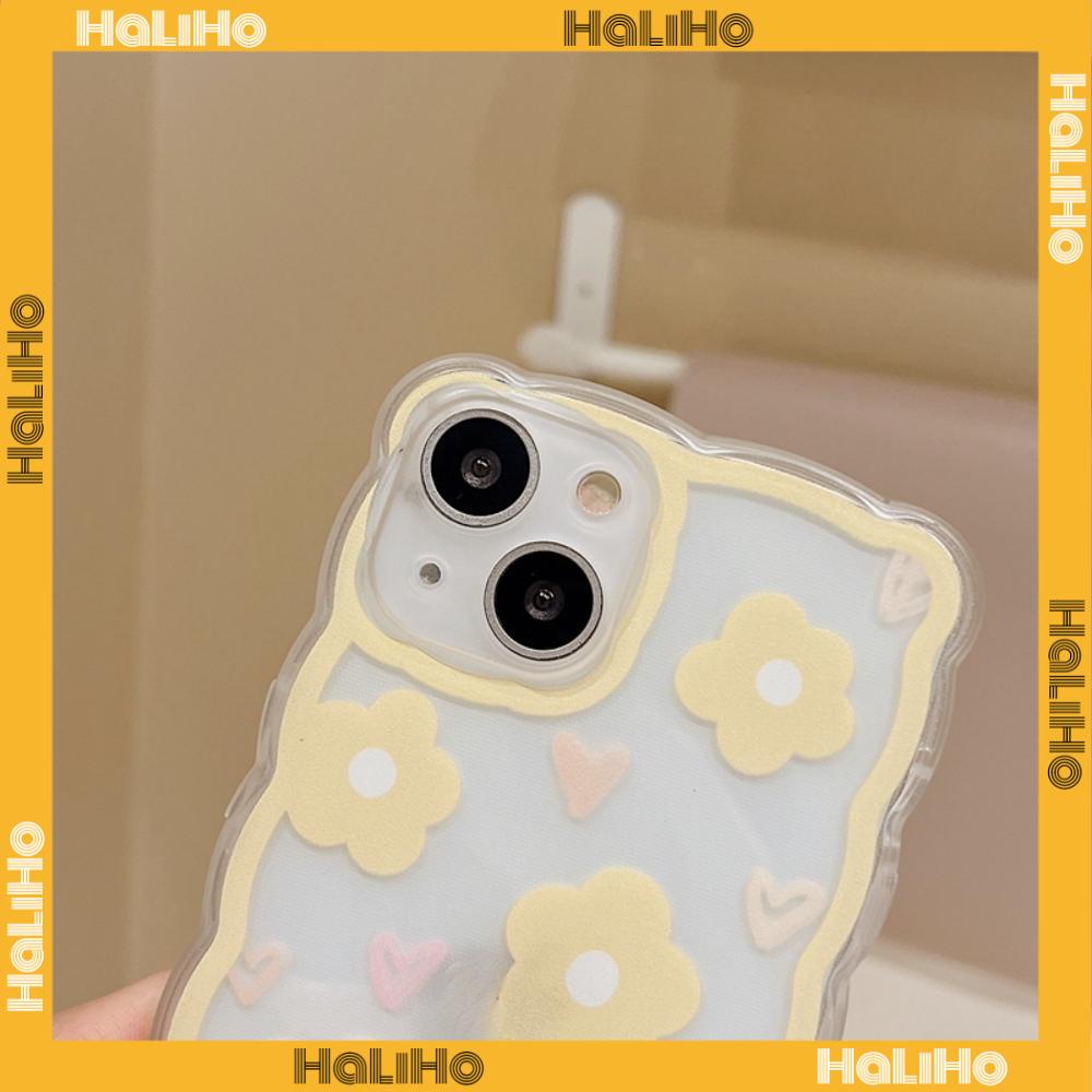 iPhone Case Silicone Soft Case Clear Case Wave Airbag Shockproof Camera Cover Protection Yellow Flower Compatible For iPhone 11 iPhone 13 Pro Max iPhone 12 Pro Max iPhone 7 Plus xr