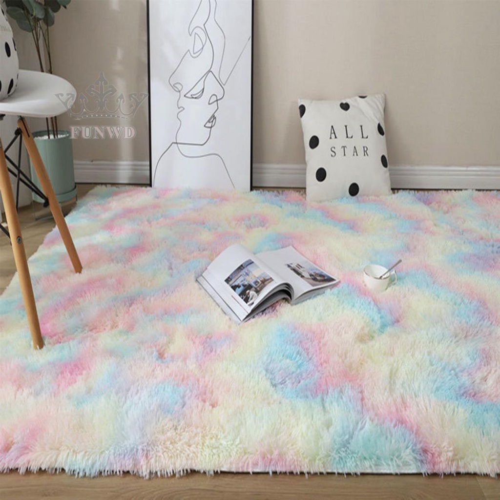 【FUNWD】1xUltra Soft Tie-Dye Plush Carpet Fluffy Area Rugs For Bedroom Living Floor Mats