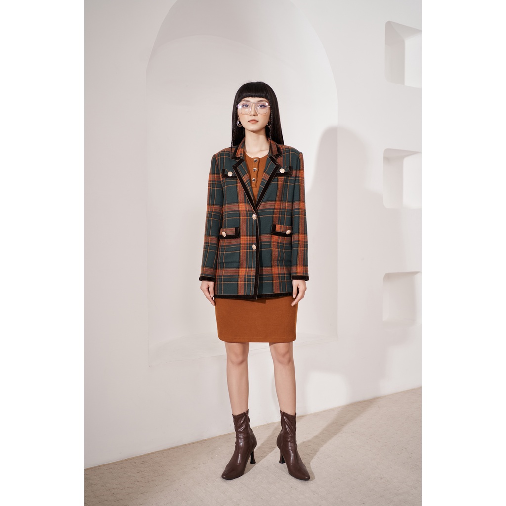 Áo blazer kẻ dạ nữ LADY ME by Eva de Eva 22SBLO001K