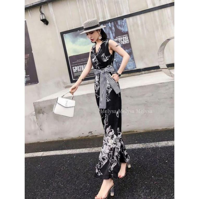 Jumpsuit Dài Họa Tiết Ống Suông Tôn Dáng, Jumsuit Thiết Kế cao cấp JS03 -TTQC168