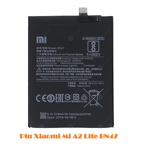 [Mã ELFLASH3 hoàn 10K xu đơn 20K] Pin Xiaomi Mi A2 Lite BN47 4000mAh