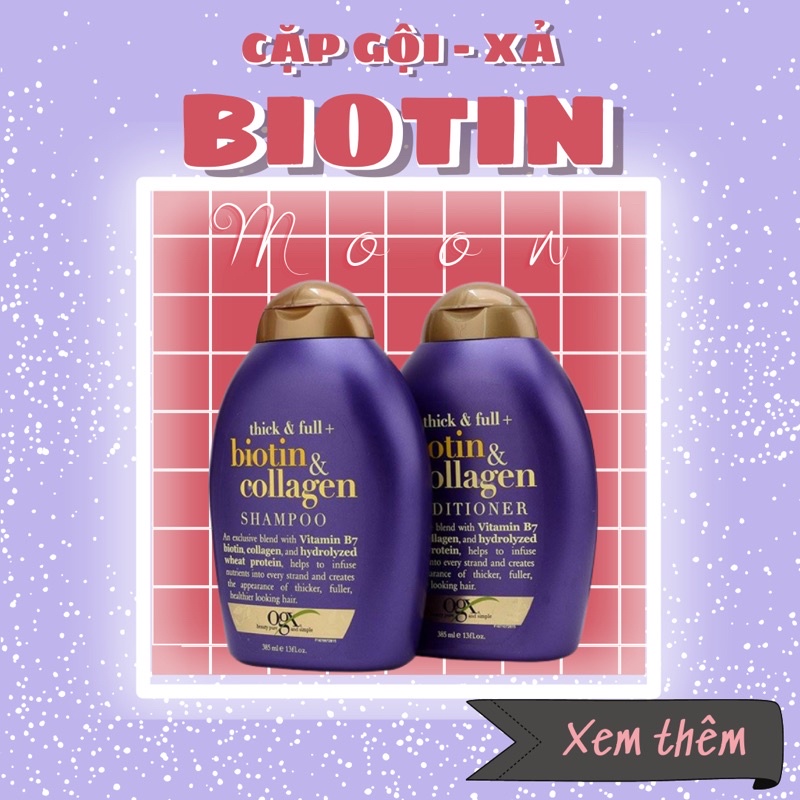Cặp gội xã Biotin Collagen Mỹ | Dầu gội Tím | Dành cho tóc nhuộm | Giữ màu tóc nhuộm | Khử vàng tóc