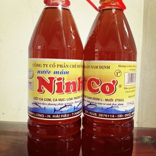 Nước mắm chắt truyền thống Ninh Cơ không chất bảo quản, chai 1lít. Độ đạm >=30gn/l. Mắm Hải hậu Nam Định