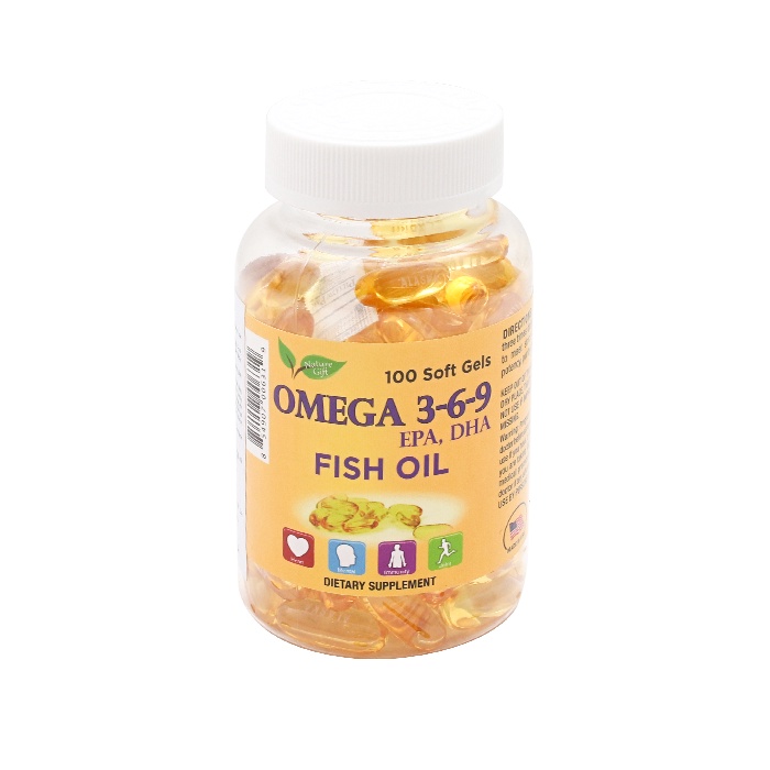 Bộ 4 hộp viên uống dầu cá Omega 3-6-9 Nature Gift 100 viên | TẶNG: 1H Shark 30v + 1 ĐTHT + 1 Gói kẹo hồng sâm