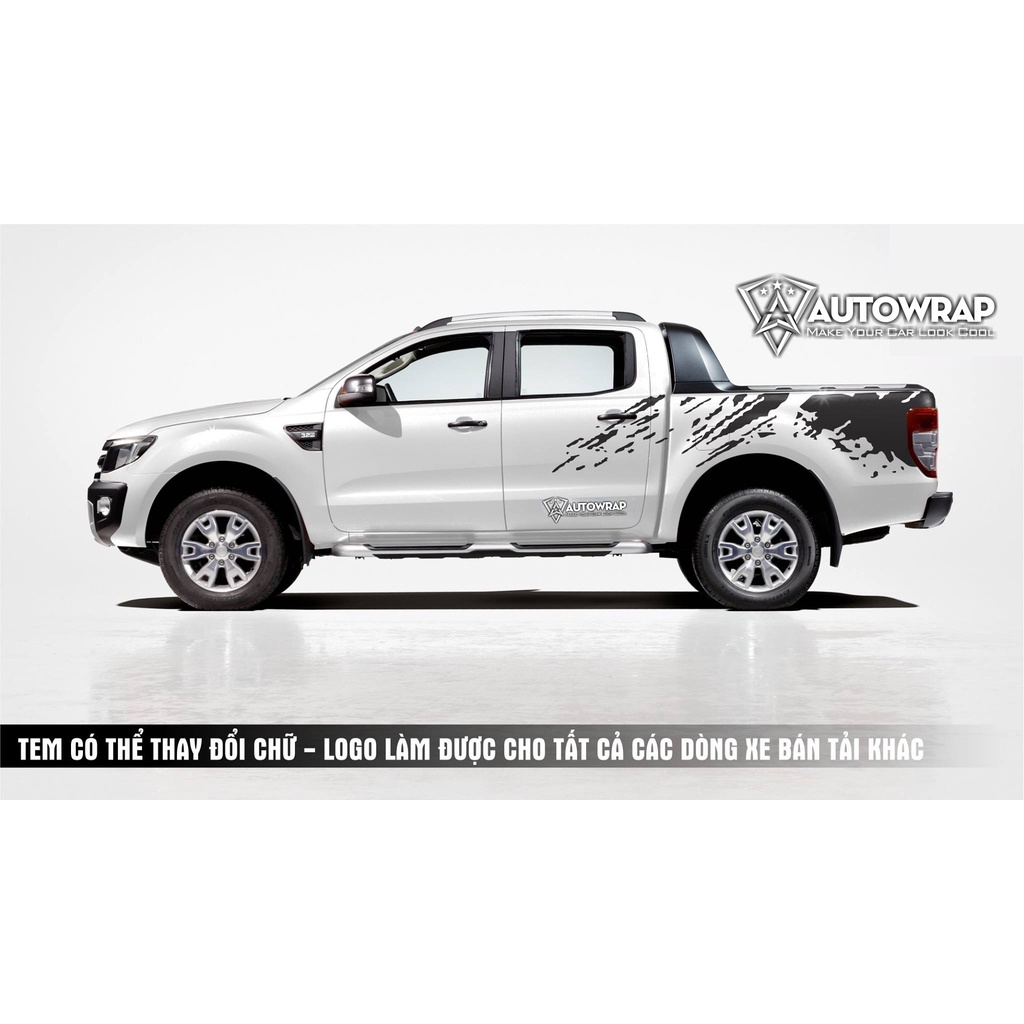 Tem họa tiết xe Ranger Dusty - Tem họa tiết ô tô Ford, tem dán sườn xe thể thao