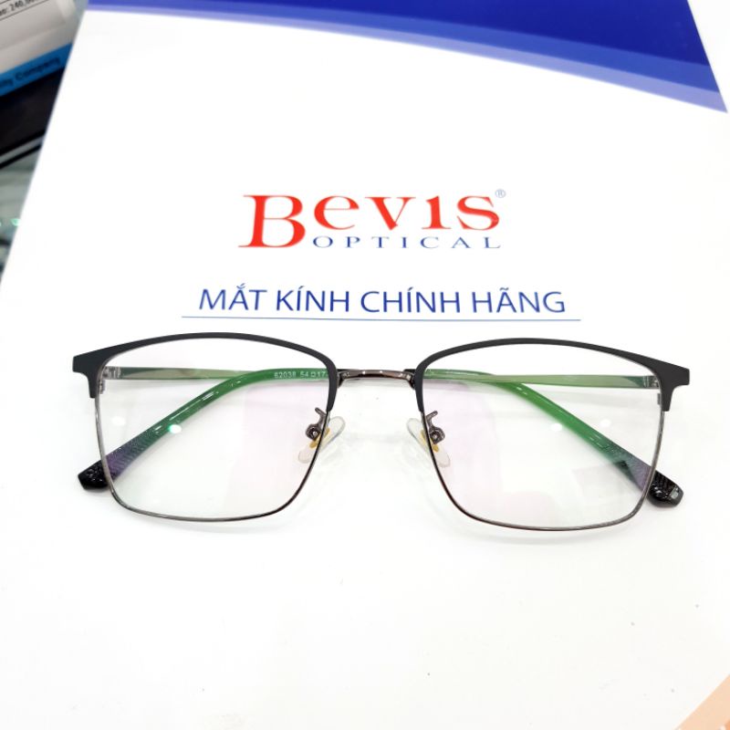 Gọng kính kim loại dáng vuông + Lắp tròng cận theo yêu cầu