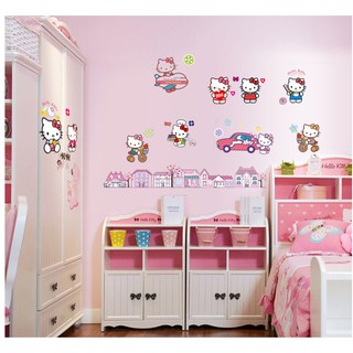 Decal dán tường Kitty thành phố