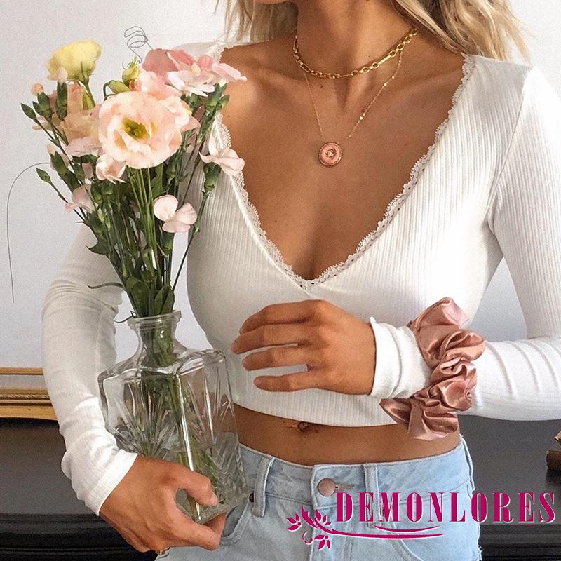 Áo Croptop Tay Dài Thiết Kế Hở Lưng Quyến Rũ