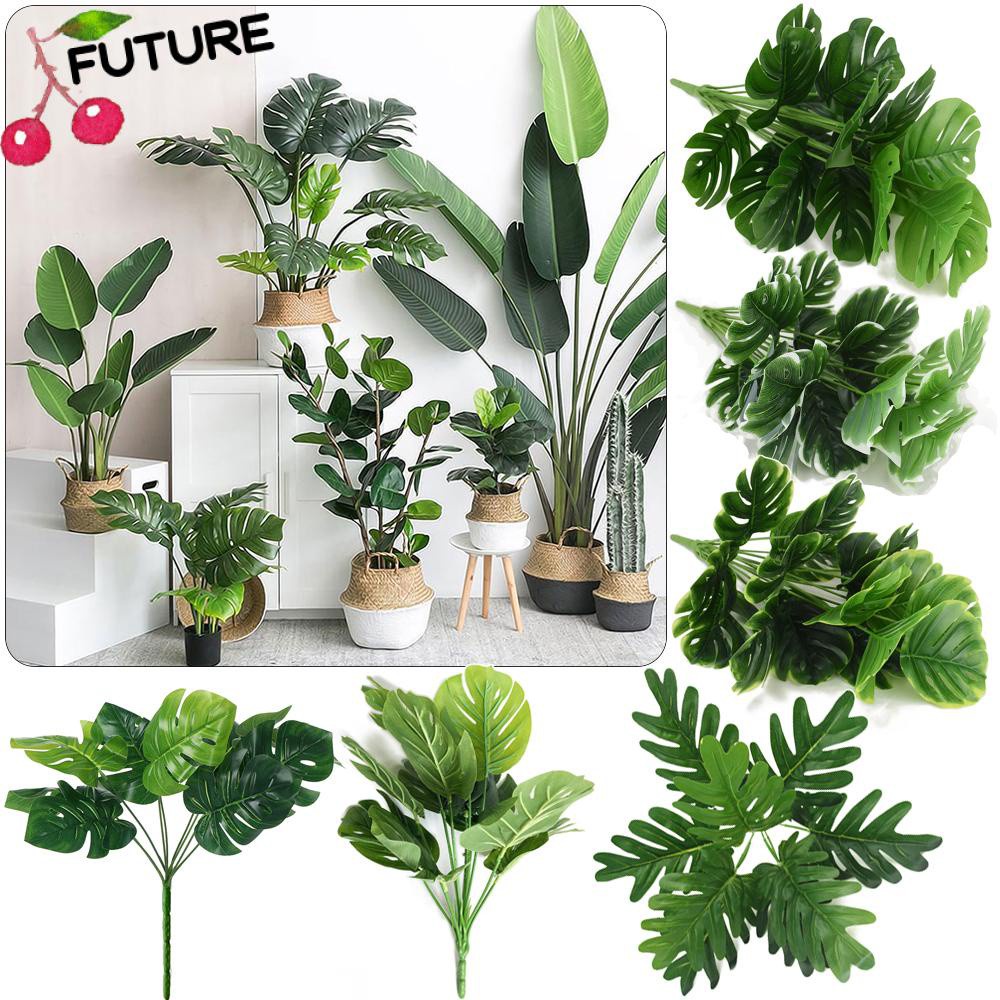 FUTURE 1  Bouquet Green Artificial Turtle Leaves Landscape Tropical Plants Simulation Grass Wedding Supply Floral|Craft Home Decoration Lifelike Palm