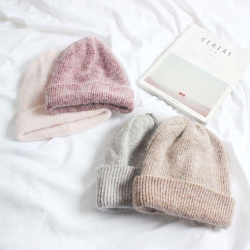 Mũ Len Lông Thỏ Màu Sắc Trơn Ấm Áp Hợp Thời Trang