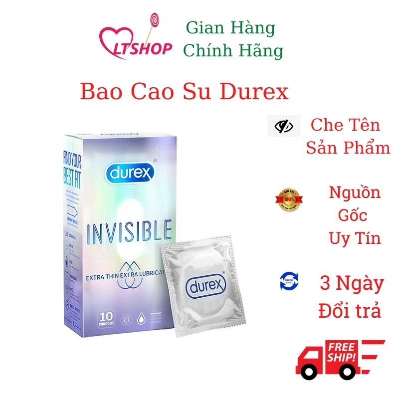 Bao Cao Su Durex Invisible  Lubricar siêu mỏng nhiểu chất bôi trơn hộp 10 cái