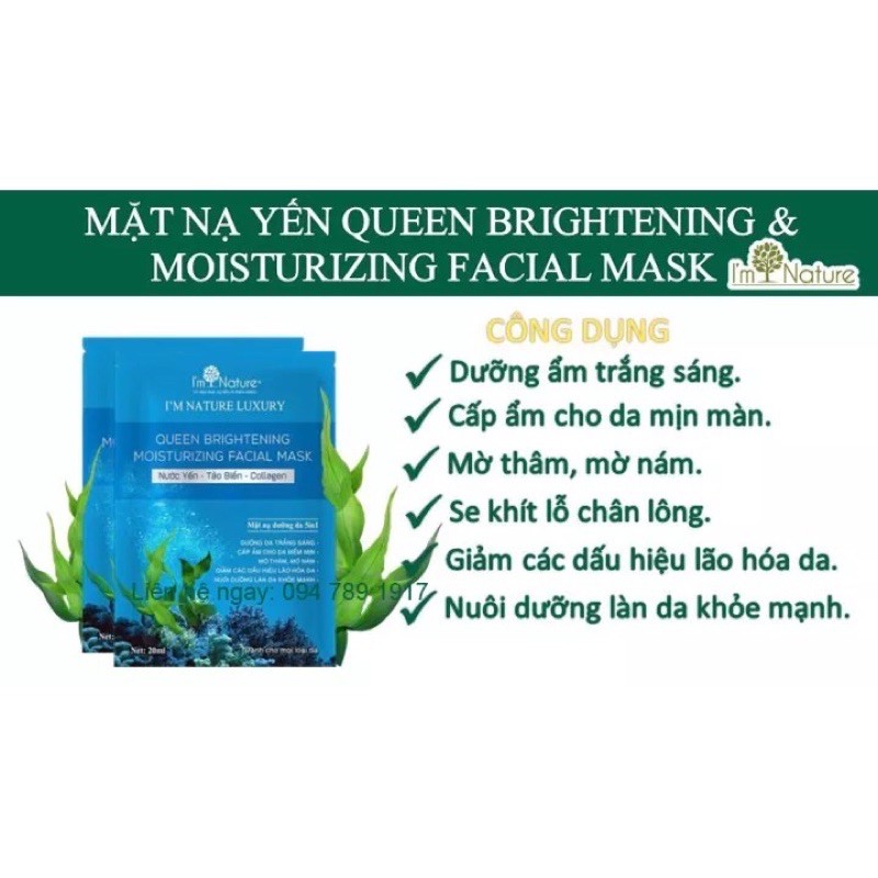 1 Miếng  Mặt Nạ Dưỡng Da Trắng Sáng Queen Brightening&Moisturizing Facial Mask 1 Miếng